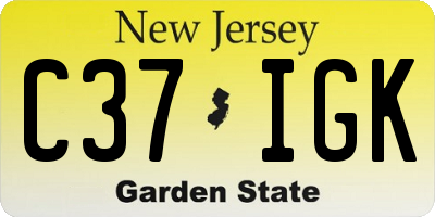 NJ license plate C37IGK
