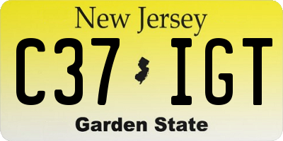 NJ license plate C37IGT