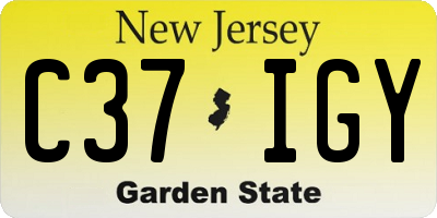 NJ license plate C37IGY