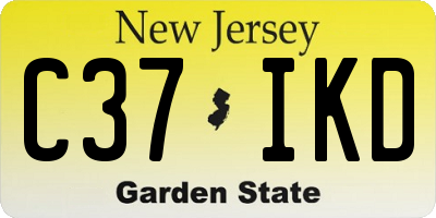 NJ license plate C37IKD