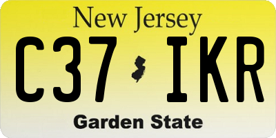 NJ license plate C37IKR