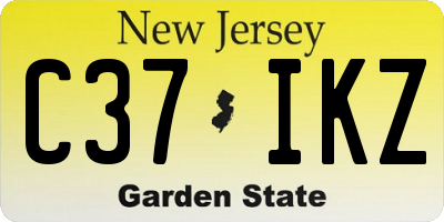 NJ license plate C37IKZ