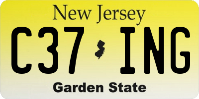 NJ license plate C37ING