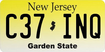 NJ license plate C37INQ