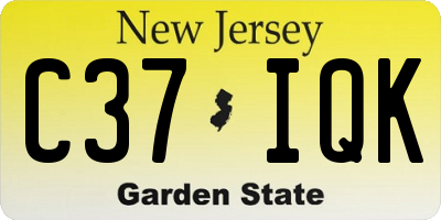 NJ license plate C37IQK