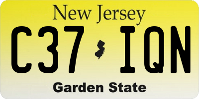 NJ license plate C37IQN