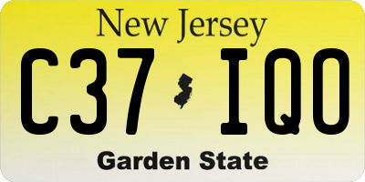NJ license plate C37IQO