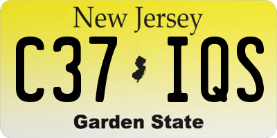 NJ license plate C37IQS