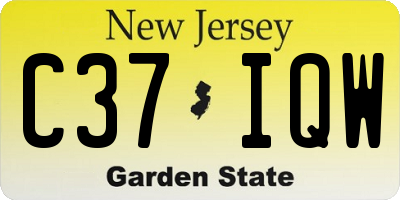 NJ license plate C37IQW