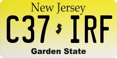 NJ license plate C37IRF