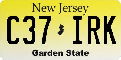 NJ license plate C37IRK