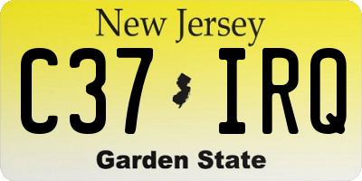 NJ license plate C37IRQ