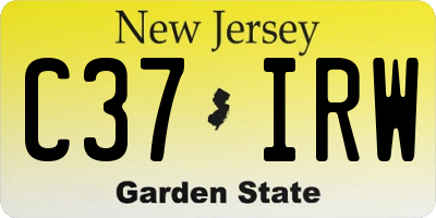 NJ license plate C37IRW