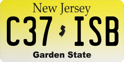 NJ license plate C37ISB