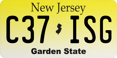 NJ license plate C37ISG