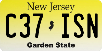 NJ license plate C37ISN