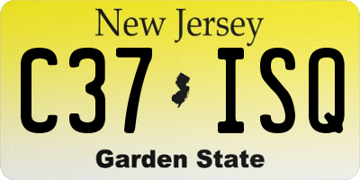 NJ license plate C37ISQ