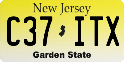NJ license plate C37ITX