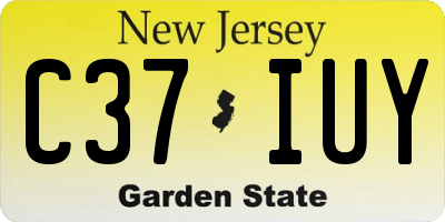 NJ license plate C37IUY