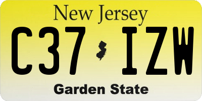 NJ license plate C37IZW