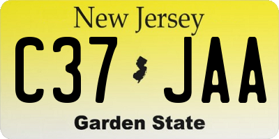 NJ license plate C37JAA