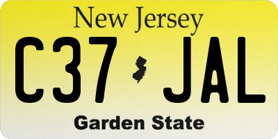 NJ license plate C37JAL