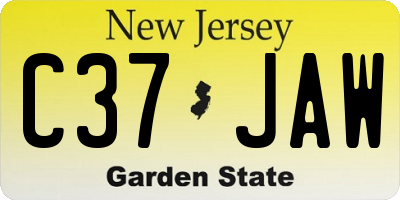 NJ license plate C37JAW