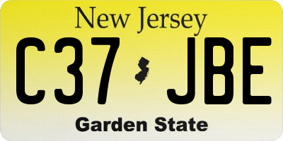 NJ license plate C37JBE