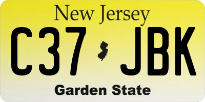 NJ license plate C37JBK