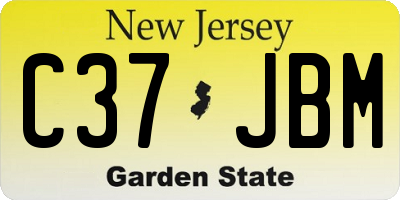 NJ license plate C37JBM
