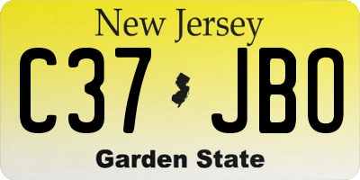 NJ license plate C37JBO