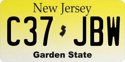 NJ license plate C37JBW