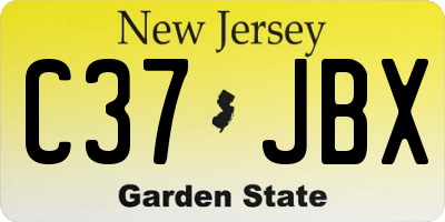 NJ license plate C37JBX
