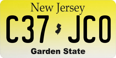 NJ license plate C37JCO