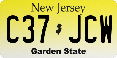 NJ license plate C37JCW