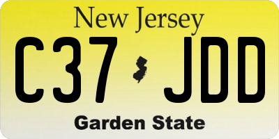 NJ license plate C37JDD