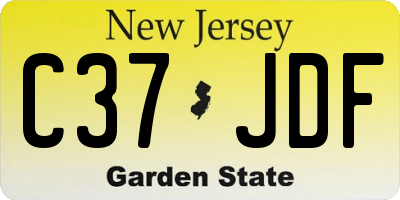 NJ license plate C37JDF