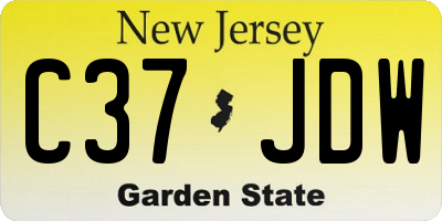NJ license plate C37JDW