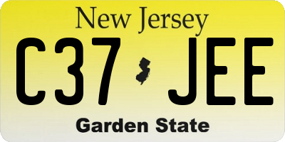 NJ license plate C37JEE