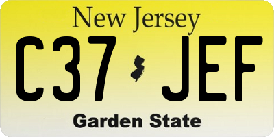 NJ license plate C37JEF