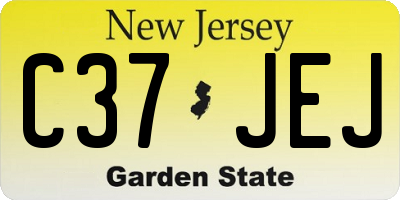 NJ license plate C37JEJ
