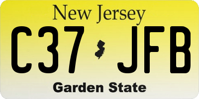 NJ license plate C37JFB