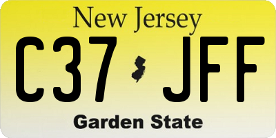 NJ license plate C37JFF