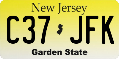 NJ license plate C37JFK
