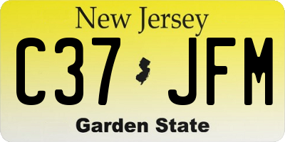 NJ license plate C37JFM