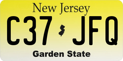 NJ license plate C37JFQ