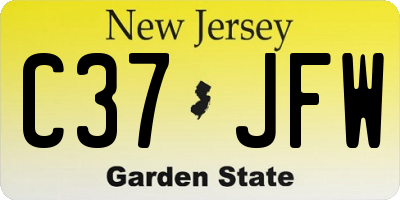 NJ license plate C37JFW