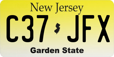 NJ license plate C37JFX