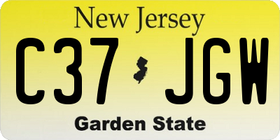 NJ license plate C37JGW