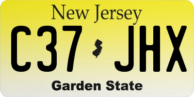 NJ license plate C37JHX